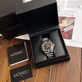 Buy Shop Movado Heritage Calendoplan Black Dial Silver Steel Strap Watch For Men - 3650095 USA Online