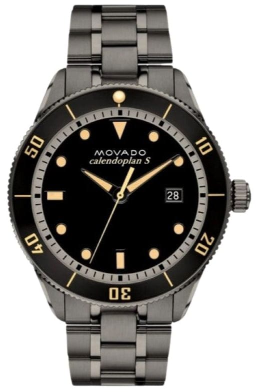 Buy Shop Movado Heritage Calendoplan Black Dial Silver Steel Strap Watch For Men - 3650095 USA Online