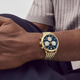 Buy Shop Movado Heritage Calendoplan Blue Dial Gold Steel Strap Watch for Men - 3650015 USA Online
