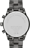 Buy Shop Movado Heritage Calendoplan Chronograph Black Dial Black Steel Strap Watch For Men - 3650125 USA Online