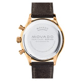 Buy Shop Movado Heritage Calendoplan Chronograph Black Dial Brown Leather Strap Watch for Men - 3650021 USA Online