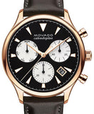 Buy Shop Movado Heritage Calendoplan Chronograph Black Dial Brown Leather Strap Watch for Men - 3650021 USA Online