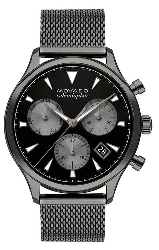 Buy Shop Movado Heritage Calendoplan Chronograph Black Dial Grey Mesh Strap Watch for Men - 3650100 USA Online