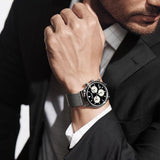 Buy Shop Movado Heritage Calendoplan Chronograph Black Dial Silver Mesh Strap Watch for Men - 3650097 USA Online