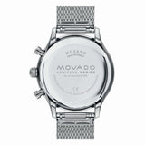 Buy Shop Movado Heritage Calendoplan Chronograph Black Dial Silver Mesh Strap Watch for Men - 3650097 USA Online