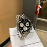 Buy Shop Movado Heritage Calendoplan Chronograph Black Dial Silver Steel Strap Watch for Men - 3650014 USA Online