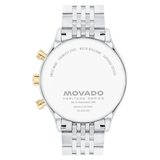 Buy Shop Movado Heritage Calendoplan Chronograph Black Dial Silver Steel Strap Watch for Men - 3650014 USA Online