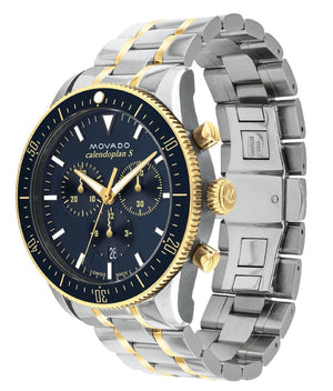Buy Shop Movado Heritage Calendoplan Chronograph Blue Dial Two Tone Steel Strap Watch For Men - 3650126 USA Online
