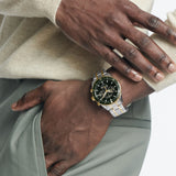 Buy Shop Movado Heritage Calendoplan Chronograph Green Dial Two Tone Steel Strap Watch For Men - 3650167 USA Online