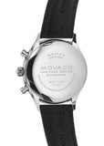 Buy Shop Movado Heritage Calendoplan Chronograph Silver Dial Black Leather Strap Watch for Men - 3650024 USA Online