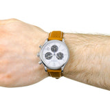 Buy Shop Movado Heritage Calendoplan Chronograph White Dial Brown Leather Strap Watch for Men - 3650008 USA Online