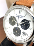 Buy Shop Movado Heritage Calendoplan Chronograph White Dial Brown Leather Strap Watch for Men - 3650008 USA Online