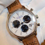 Buy Shop Movado Heritage Calendoplan Chronograph White Dial Brown Leather Strap Watch for Men - 3650008 USA Online