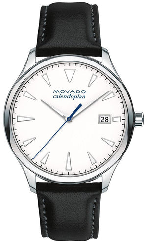 Buy Shop Movado Heritage Calendoplan White Dial Black Leather Strap Watch for Men - 3650002 USA Online