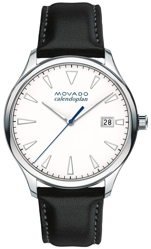 Buy Shop Movado Heritage Calendoplan White Dial Black Leather Strap Watch for Men - 3650002 USA Online