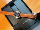 Buy Shop Movado Heritage Celestograf Navy Blue Dial Brown Leather Strap Watch For Women - 3650010 USA Online