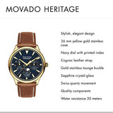 Buy Shop Movado Heritage Celestograf Navy Blue Dial Brown Leather Strap Watch For Women - 3650010 USA Online