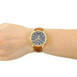 Buy Shop Movado Heritage Celestograf Navy Blue Dial Brown Leather Strap Watch For Women - 3650010 USA Online
