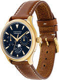 Buy Shop Movado Heritage Celestograf Navy Blue Dial Brown Leather Strap Watch For Women - 3650010 USA Online