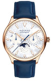 Buy Shop Movado Heritage Celestograf White Mother of Pearl Dial Blue Leather Strap Watch For Women - 3650011 USA Online