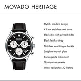 Buy Shop Movado Heritage Chronograph Black Dial Black Leather Strap Watch for Men - 3650005 USA Online