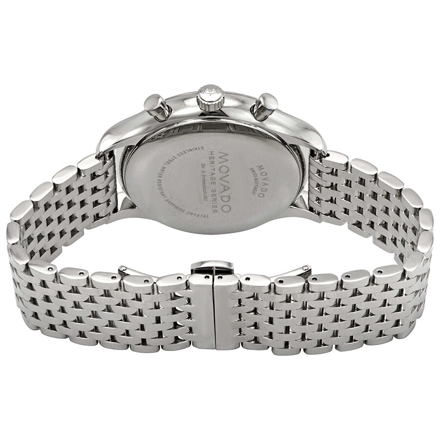 Buy Shop Movado Heritage Calendoplan Chronograph Black Dial Silver Steel Strap Watch for Men - 3650014 USA Online
