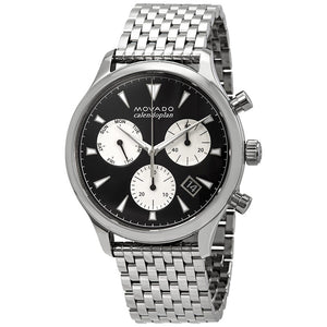 Buy Shop Movado Heritage Calendoplan Chronograph Black Dial Silver Steel Strap Watch for Men - 3650014 USA Online