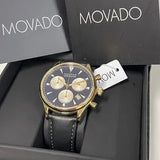 Buy Shop Movado Heritage Chronograph Calendoplan Blue Dial Black Leather Strap Watch for Men - 3650006 USA Online