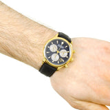 Buy Shop Movado Heritage Chronograph Calendoplan Blue Dial Black Leather Strap Watch for Men - 3650006 USA Online