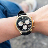 Buy Shop Movado Heritage Chronograph Calendoplan Blue Dial Black Leather Strap Watch for Men - 3650006 USA Online