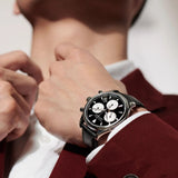 Buy Shop Movado Heritage Chronograph Calendoplan Blue Dial Black Leather Strap Watch for Men - 3650006 USA Online