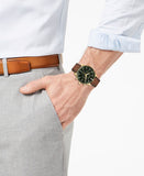 Buy Shop Movado Heritage Chronograph Green Dial Brown Leather Strap Watch For Men - 3650062 USA Online