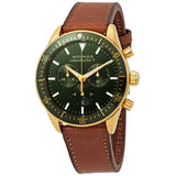 Buy Shop Movado Heritage Chronograph Green Dial Brown Leather Strap Watch For Men - 3650062 USA Online