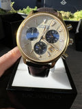Buy Shop Movado Heritage Chronograph White Black Leather Strap Watch for Men - 3650007 USA Online