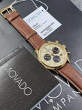 Buy Shop Movado Heritage Chronograph White Black Leather Strap Watch for Men - 3650007 USA Online