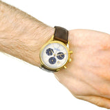 Buy Shop Movado Heritage Chronograph White Black Leather Strap Watch for Men - 3650007 USA Online