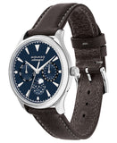 Buy Shop Movado Heritage Moonphase Blue Dial Brown Leather Strap Watch For Women - 3650009 USA Online
