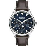 Buy Shop Movado Heritage Moonphase Blue Dial Brown Leather Strap Watch For Women - 3650009 USA Online