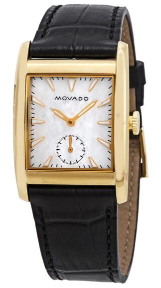 Buy Shop Movado Heritage Mother of Pearl White Dial Black Leather Strap Watch For Women - 3650050 USA Online