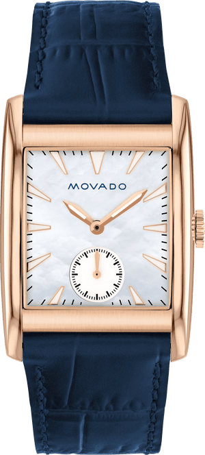 Buy Shop Movado Heritage Mother of Pearl White Dial Blue Leather Strap Watch For Women - 3650052 USA Online