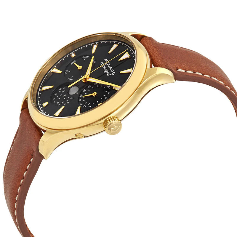 Buy Shop Movado Heritage Celestograf Navy Blue Dial Brown Leather Strap Watch For Women - 3650010 USA Online