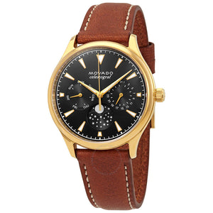 Buy Shop Movado Heritage Celestograf Navy Blue Dial Brown Leather Strap Watch For Women - 3650010 USA Online