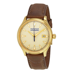 Buy Shop Movado Heritage Calendoplan Beige Dial Brown Leather Strap Watch for Men - 3650003 USA Online