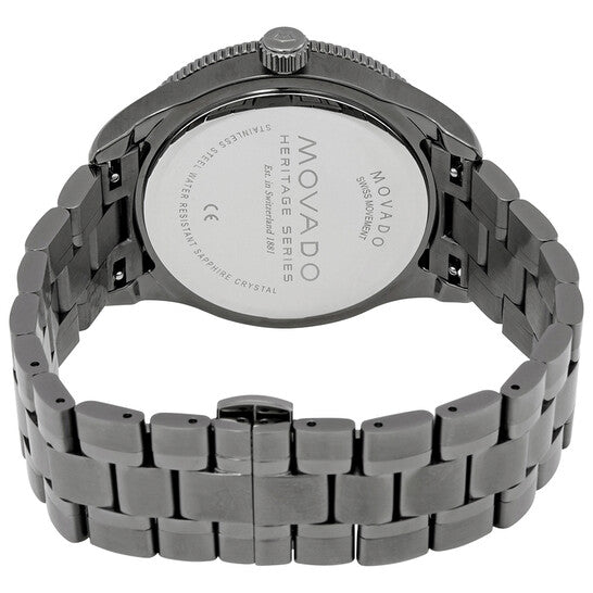 Buy Shop Movado Heritage Calendoplan Black Dial Silver Steel Strap Watch For Men - 3650095 USA Online