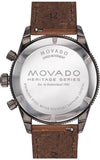 Buy Shop Movado Heritage Series 29mm Calendoplan Chronograph Black Dial Brown Leather Strap Watch For Men - 3650060 USA Online