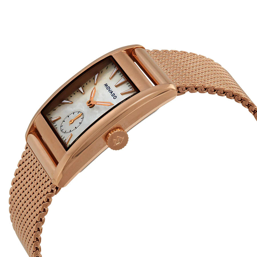 Buy Shop Movado Heritage White Mother of Pearl Dial Rose Gold Mesh Bracelet Watch For Women - 3650041 USA Online