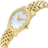 Movado Museum Classic Mother of Pearl Dial Gold Steel Strap Watch For Women - 0606998