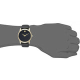 Buy Shop Movado Museum Black Dial Black Leather Strap Watch For Men - 606876 USA Online