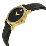 Movado Museum Black Dial Black Leather Strap Watch For Women - 2100006