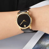Buy Shop Movado Museum Black Dial Black Leather Strap Watch For Men - 0607014 USA Online